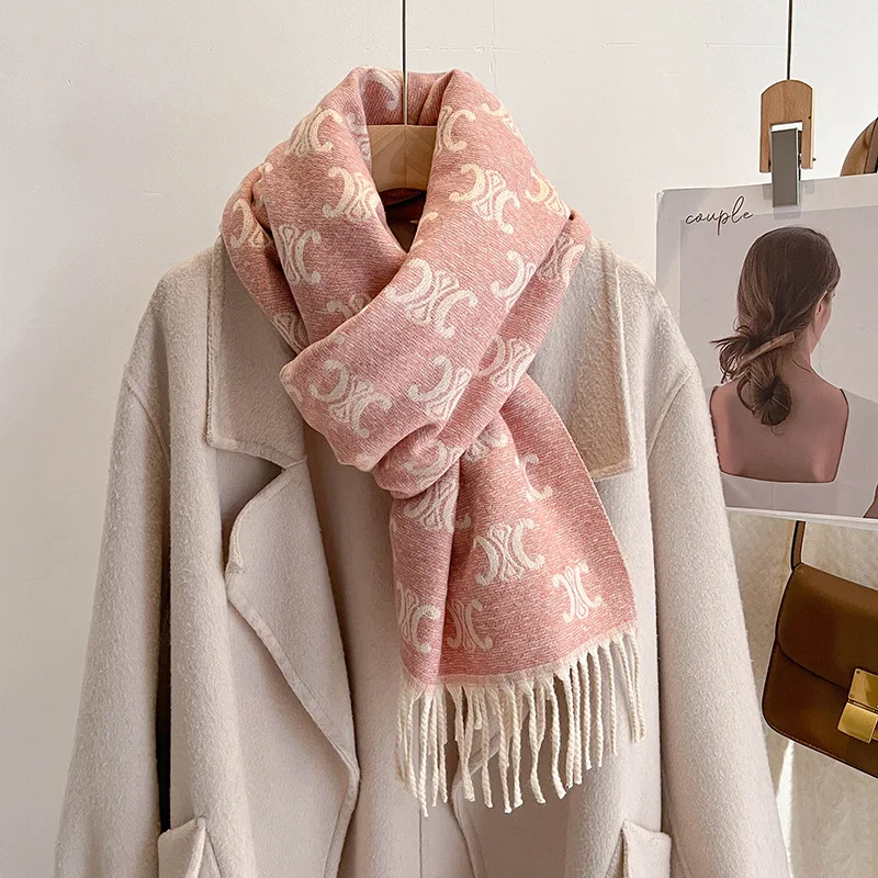 Fashion Luxury Brand CELINE Soft Faux Cashmere Shawl Long Scarf Double Sides Women Winter Warm Neckerchief Spring Autumn Cape: Factory Seconds/Rejects – Refurbished – Never Used (Brand New) - Image 5